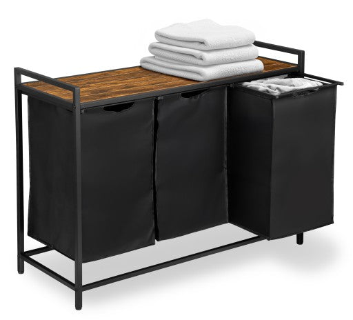 Vonios spintelė su 3 skyriais "Black Wooden"