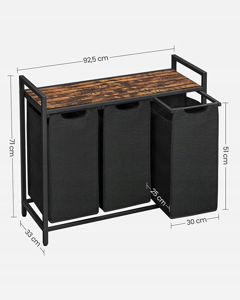 Vonios spintelė su 3 skyriais "Black Wooden"