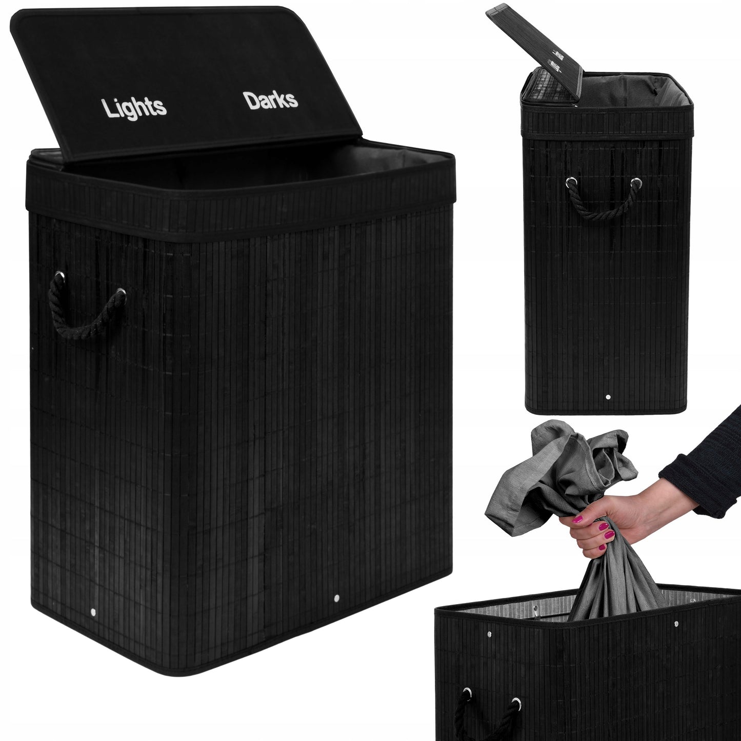 Skalbinių krepšys "Bamboo black"